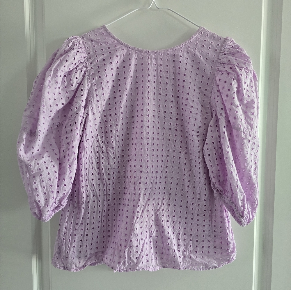 a new day Lavender Eyelet Puff Sleeve Blouse